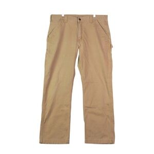 Vtg Carhartt Men Pants Cargo Duck Canvas Workwear Carpenter Y2K 36x30 Khaki
